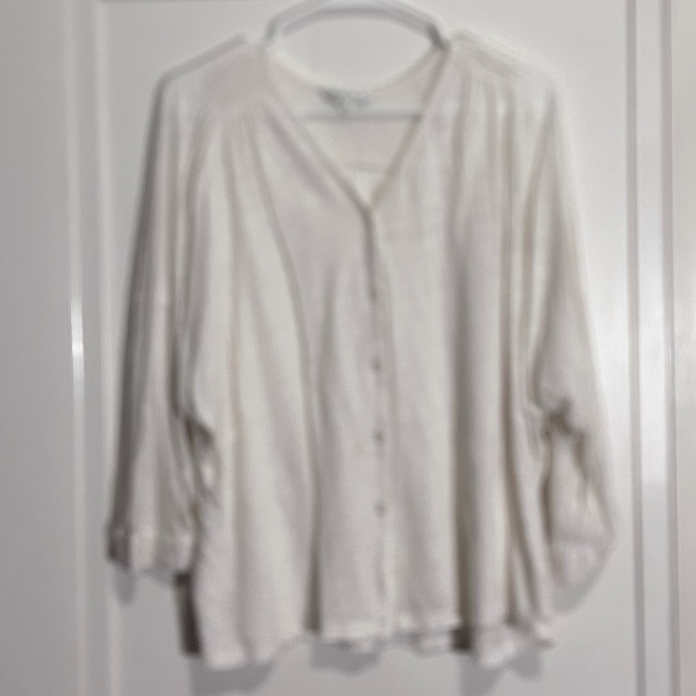 Cabi lightweight peasant style linen blouse style 779
